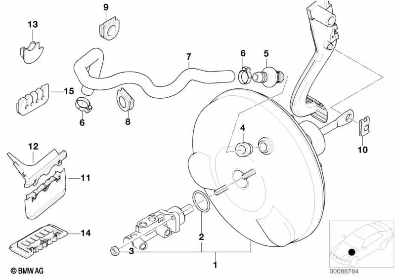 Gummihülle für BMW 3 E36 -Serie, E46, X3 E83 (OEM 12521436024). Original BMW.
