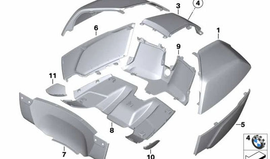 Panel protector base Topcase derecho imprimado OEM 46548558026 para BMW Motorrad K1600 Bagger. Original BMW Motorrad.