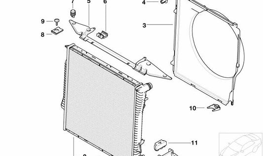 Fan Housing for BMW E53 (OEM 17117801204). Genuine BMW