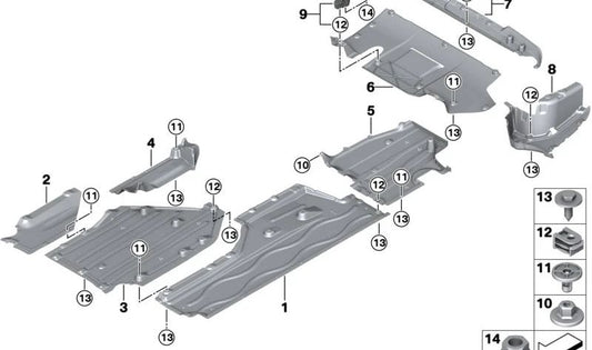 Zentrale untere Beschichtung für BMW 5 G60 -Serie, G61, 7 G70 -Serie (OEM 51759449265). Original BMW