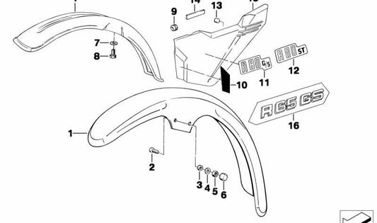 Cubierta de batería izquierda imprimada OEM 46631242203 para BMW Motorrad R 65 GS y R 80 GS. Original BMW.