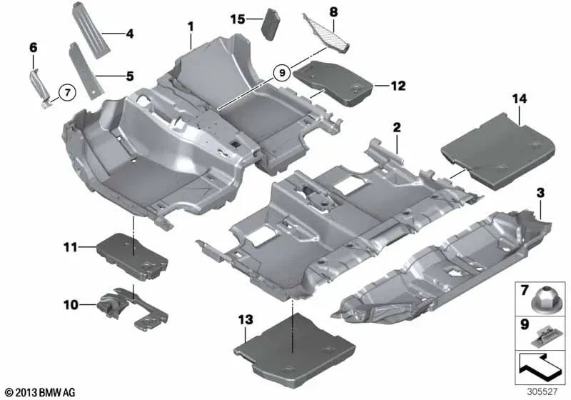 Red del espacio para BMW Serie 5 F07, F07N / Serie 7 F01, F01N, F02, F02N, F04 (OEM 51477223670). Original BMW