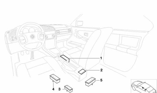 Front ashtray in bold/chrome 51162423778 for BMW E36. Original BMW.