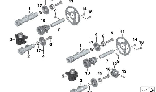 Ammissione dell'albero di lava OEM 11315A677C2 per BMW Motorrad R 1250 GS, GS Adventure, RT, R, Rs. Compatibile con i modelli RK50, RK51, RK52, RK53, RK54. BMW MOTORAD originale.