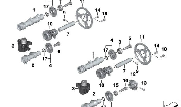 Unidad de ajuste del árbol de levas (Schaltnocken) OEM 13639446410 para BMW Motorrad C 400 GT, C 400 X. Original BMW Motorrad.