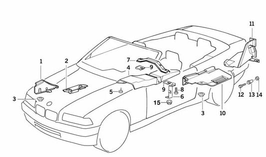 Protector térmico túnel central OEM 51488201463 para BMW E36. Pieza original BMW. Ideal para aislar el calor en la parte central del vehículo. Repuesto original de calidad garantizada.