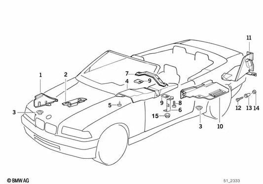 Right heat insulation for BMW E36 (OEM 51488135682). Original BMW