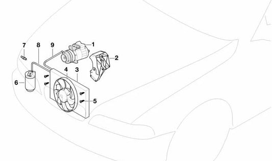 Condensador de ar condicionado OEM 64536977492 para BMW E36. BMW original.