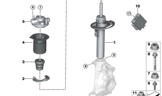 Front additional shock absorber for BMW G20, G21, G26 (OEM 31306891404). Original BMW