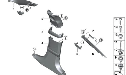 Embellecedor derecho del pilar C OEM 51438094040 para BMW F93 (M8 Gran Coupé), G16 (Serie 8 Gran Coupé). Original BMW.