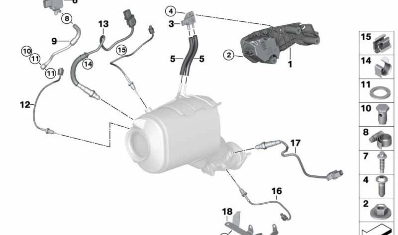 OEM gas pressure sensor tube 13627812806 for BMW E90, E90N, E70, E70N. Original BMW.