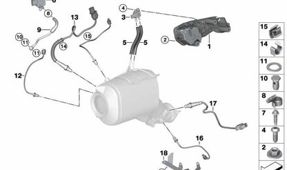 OEM gas pressure sensor tube 13627812806 for BMW E90, E90N, E70, E70N. Original BMW.