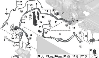 Clip de sujeción de tuberías OEM 07149209733 para BMW F40, F44, F45, F46, F48, F49, F52, F70, F39, U06, U10, U11, U12 y MINI F54, F55, F56, F57, F60, F65, F66, U25. Original BMW y MINI.