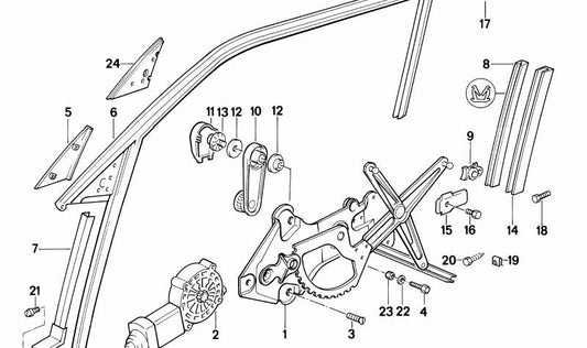 Front right window regulator OEM 51321944062 for BMW 5 Series (E34). Original BMW.