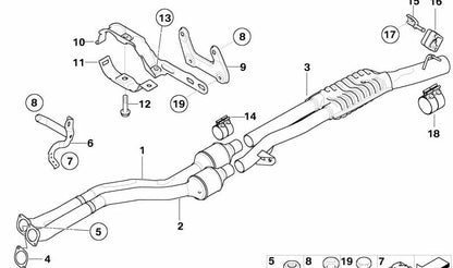 Soporte de goma trasero para escape OEM 18207833206 para BMW Serie 5 E60, E61 y Serie 6 E63, E64. Original BMW.