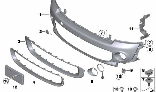 Paramento faro antiniebla izquierdo imprimado OEM 51117268747 para MINI R56 LCI, Clubman R55 LCI, Cabrio R57 LCI, Coupé R58, Roadster R59. Original MINI.