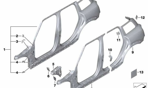 Pilar A exterior izquierdo OEM 41007449345 para MINI F60 (Countryman). Repuesto original MINI.