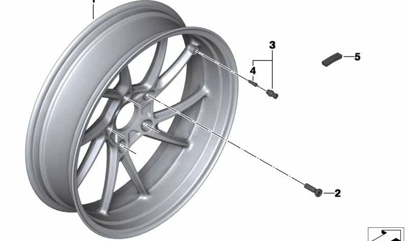 Llanta fundida negra trasera OEM 36318404712 para motos BMW R 1250 GS (K50) 2018-2023. Original BMW Motorrad.