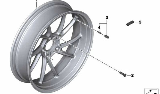 Llanta fundida negra trasera OEM 36318404712 para motos BMW R 1250 GS (K50) 2018-2023. Original BMW Motorrad.