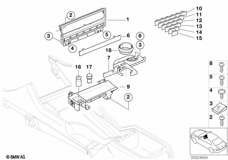 Suporte funcional do console central para BMW 5 E39 Series (OEM 51168233461). BMW original