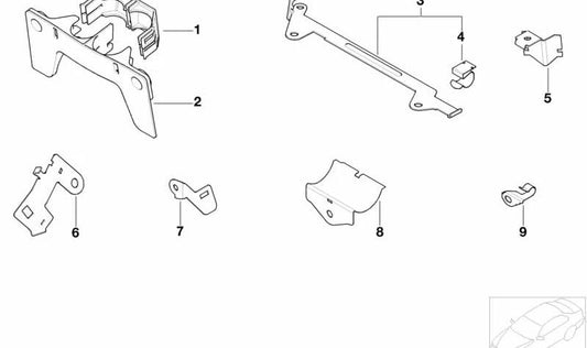 Soporte de cables OEM 12521747192 para BMW X5 E53 y Z8 E52. Pieza original BMW.