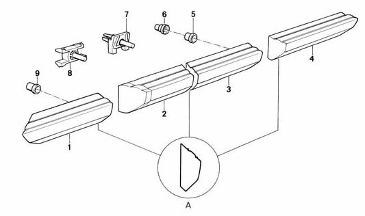 Listón de parachoques para puerta delantera derecha OEM 51131942696 para BMW E30. Original BMW.