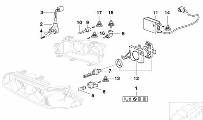 Soporte para unidad de control de faro xenón izquierdo OEM 63128386555 para BMW Serie 5 E39. Original BMW.