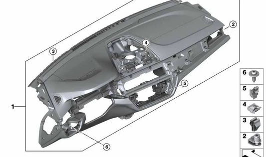 Salpicadero Sensatec negro/cognac OEM 51457944664 para BMW G32 620d, 620d xDrive, 630d, 630d xDrive, 630i, 630i xDrive, 640d xDrive, 640i, 640i xDrive. Original BMW.