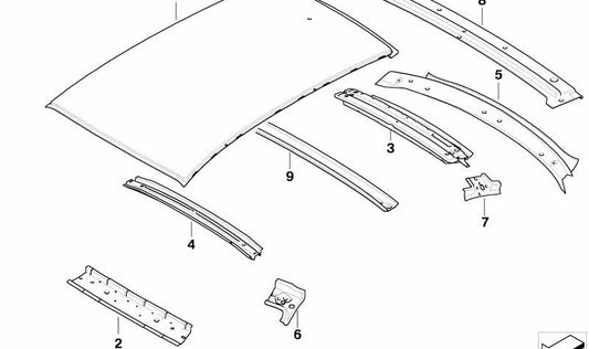 Refuerzo marco superior de la luneta trasera OEM 41007168957 para BMW E92, E93. Original BMW.