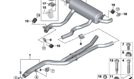 Silencioso trasero con válvula de escape OEM 18309797989 para BMW G42. Original BMW.