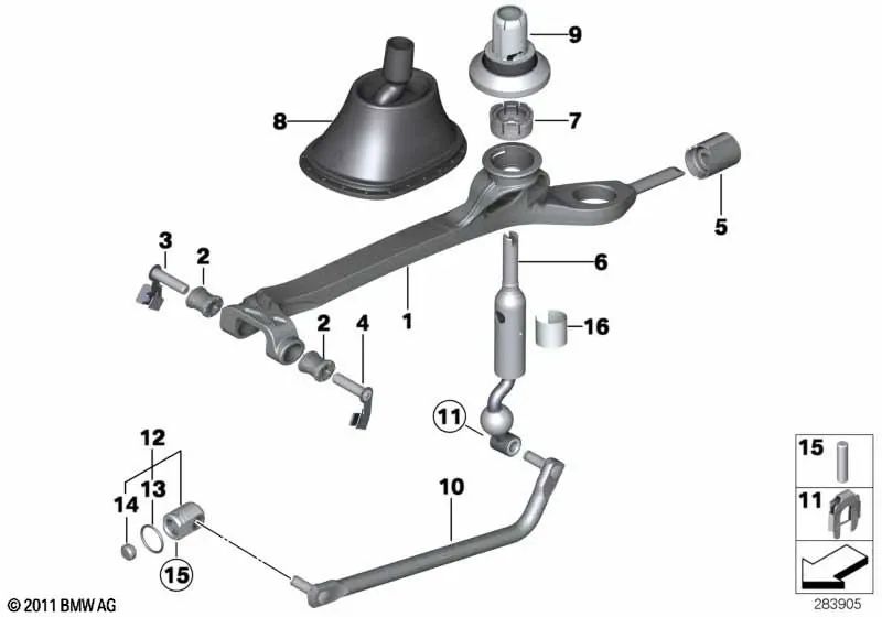 Shift Arm for BMW 1 Series F20, F21 3 Series F30, F31, F34 (OEM 25117605091). Original BMW
