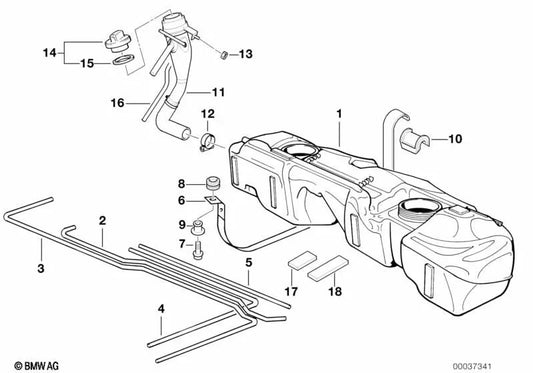 Operational ventilation tube for BMW 3 Series E36 (OEM 16111183161). Original BMW