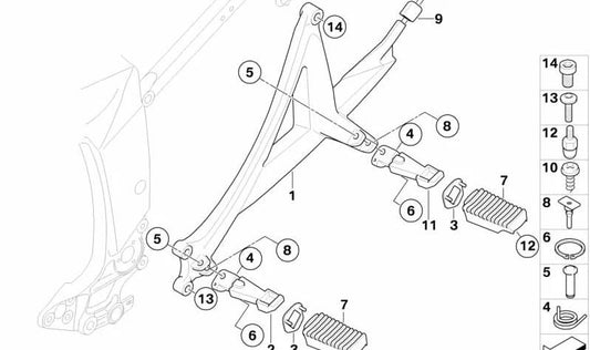 Tope izquierdo OEM 46717702631 para motos BMW K1200GT, K1300GT. Original BMW Motorrad.