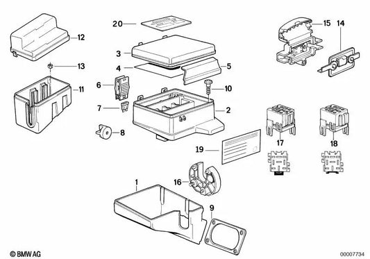 Black relay base for BMW E34, E32 (OEM 61131389112). Genuine BMW