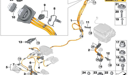 Hochspannungsverkabelung für Combo -Ladung OEM 61125B39C73 für BMW G26 (I4 EDRIVE35, I4 EDRIVE40, I4 M50). Original BMW.