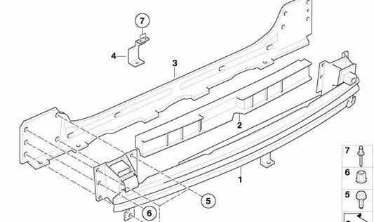 Portador de parachoques trasero OEM 51127120494 para MINI R50, R53, Cabrio R52. Original MINI.