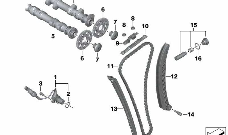 Árbol de levas de escape OEM 11317690462 para motos BMW F800GT, F800S, F800ST, F800R. Original BMW Motorrad.