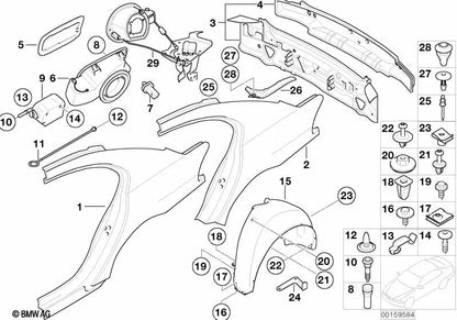 Recubrimiento cubrerueda trasero derecho OEM 51717136682 para BMW Serie 7 E65, E66, E67. Original BMW.