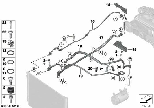 Tuyau de compresseur-condensateur pour BMW F10N, F11N (OEM 64539376740). BMW d'origine