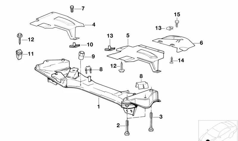 Escudo térmico trasero derecho para BMW Serie 5 E34 (OEM 32211141392). Original BMW