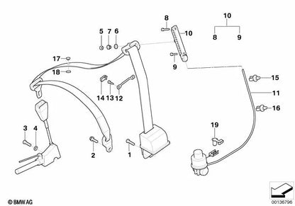 Sicherheitsstifte für BMW E39, E38 (OEM 72118185136). Original BMW
