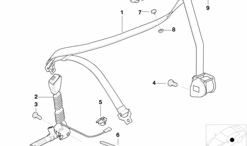 Rechte vordere Sicherheitsgürtel ohne Kraftbegrenzer OEM 72118412072 für BMW E36 und Z3. Original BMW.