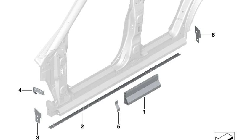 Chapa de reparación del larguero delantero OEM 41009626981 para BMW I20. Pieza estructural original BMW, ideal para reparar daños en el bastidor delantero. Compatibilidad garantizada con BMW I20.
