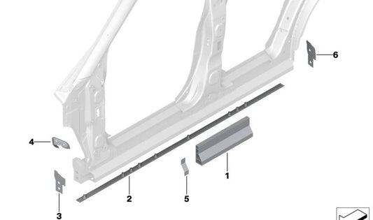Chapa de reparación del larguero delantero OEM 41009626981 para BMW I20. Pieza estructural original BMW, ideal para reparar daños en el bastidor delantero. Compatibilidad garantizada con BMW I20.