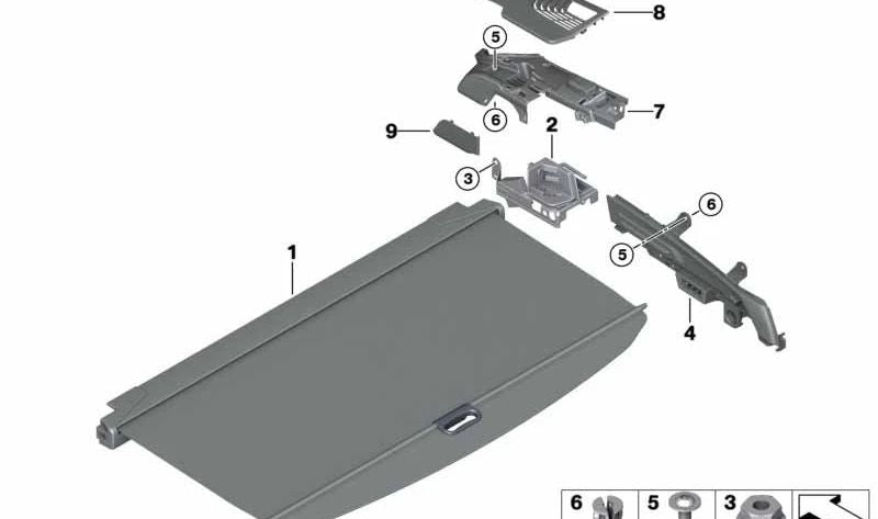 Cargo curtain for BMW X3 G01, G01N, G08, G08E (OEM 51477471985). Genuine BMW
