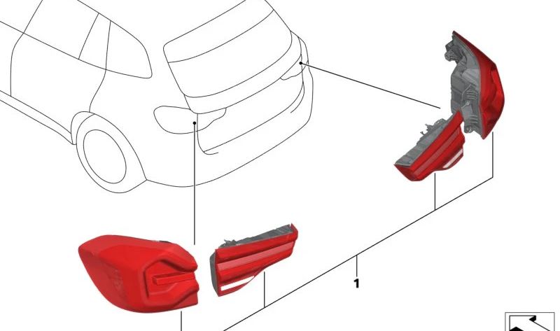 Juego de pilotos traseros LED facelift OEM 63135A5C852 para BMW G01, G08, F97. Original BMW.