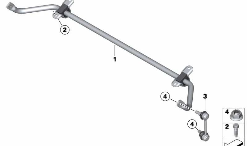Barra estabilizadora trasera OEM 33552284512 para BMW F12, F13. Original BMW.