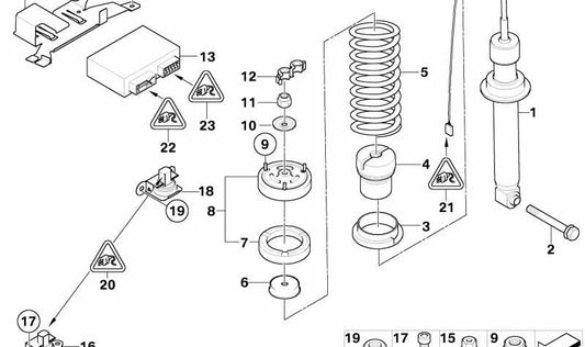 Assorbitore di ammortizzatore posteriore OEM 3352284087 per BMW E63 M6 (EH91, EH92). Compatibile con i modelli realizzati tra il 2005 e il 2010. BMW originale.