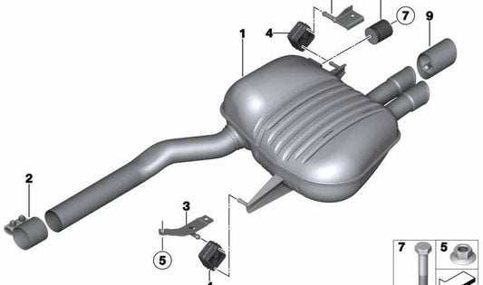 Escape Output Embellador OEM 18308508232 pour BMW F07, F10, F11. BMW d'origine.