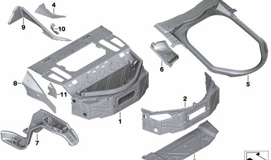 Left Side Member Reinforcement for BMW I12, I12N (OEM 41007305683). Original BMW.